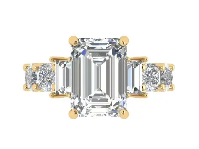 3 - stone Emerald Ring 3D print model