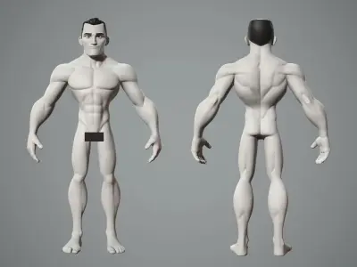 Cartoon male character base mesh 3D model