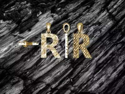 R Letter Alphabet Tiles Texture Pendant 3D Print Model 3D print model