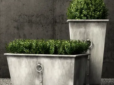 Restoration Hardware estate zinc ring square planters 3D model