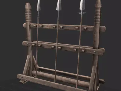 Medieval Spears and Stand Low-poly 3D model