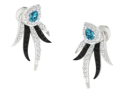 Light Weight White Gold Diamond Earring  -EAR-024 3D print model