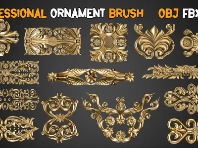 50 Professional Ornaments Brushes   Vol 13 Low-poly 3D model