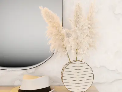 Hallway wardrobe with mirror and clothes hanging in it 3D model