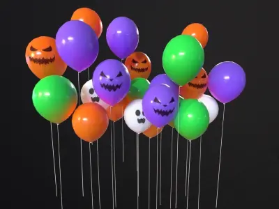 Decorative Halloween Balloons Low-poly 3D model