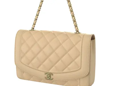 Vintage Medium Diana Flap Bag Cream Low-poly 3D model
