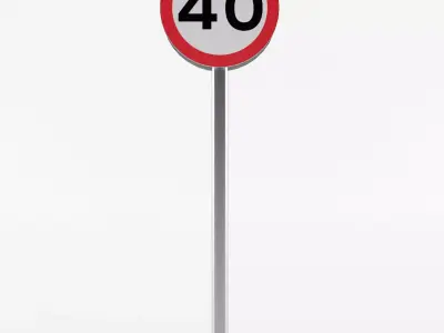 European Speed Limit Sign 1 3D model