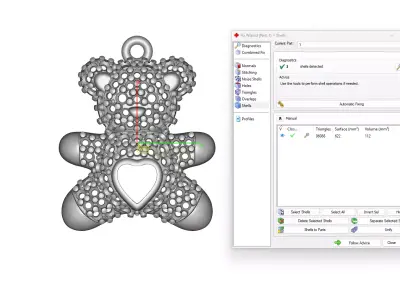 Teddy bear shaped pendant  3D print model