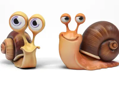 Funny snails Low-poly 3D model