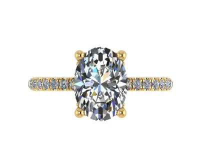 Oval cut solitaire diamond ring 3D print model