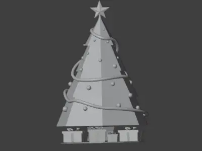 Christmas tree with gifts Low-poly 3D model