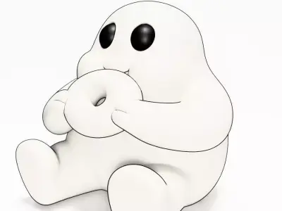  Cutie Donut Ghost Rigging toy 3D print model