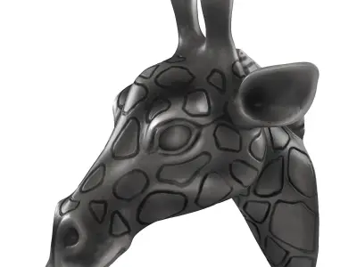 Decorative Giraffe Head Black 3D model