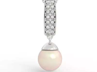 Luxury Vertical Diamond Pearl Drop Pendant 3D print model
