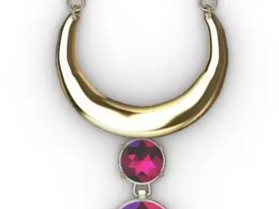 Gold Pendant with Red Gemstones Luxury Jewelry 3D Model 3D model