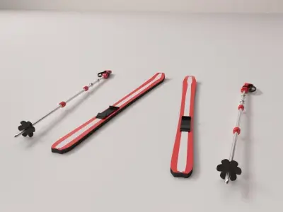 Skis and Poles 3D model