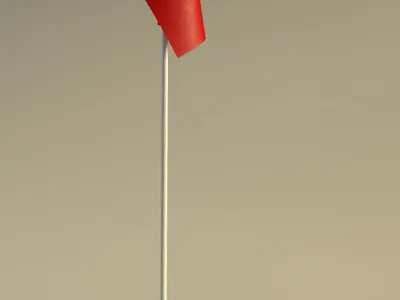 SPORT---GOLF---Flag flag waving in wind Low-poly 3D model