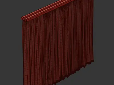 Curtain with rod 001 brown curtain HBH Low-poly 3D model