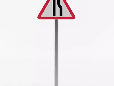Road Narrows Sign 3D model