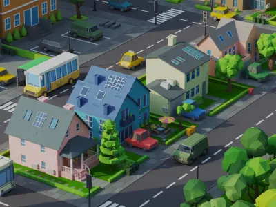 Low Poly City Low-poly 3D model