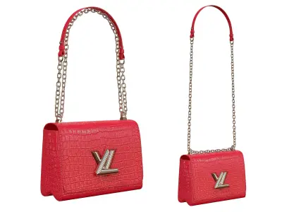 Louis Vuitton Bag Twist Crocodile Coral Pink 3D model