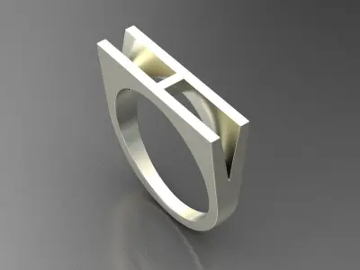 alphabet ring letter H 3D print model