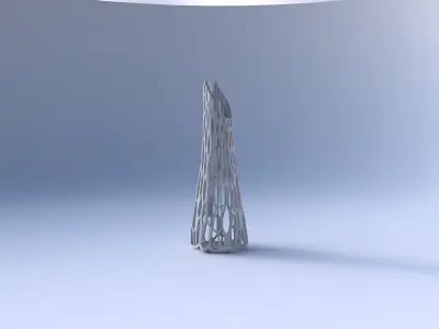 Vase top bent hexagon with faceted organic lattice 3D print model