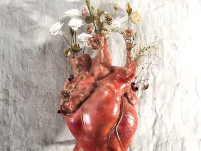 Wall Heart Vase 3D model