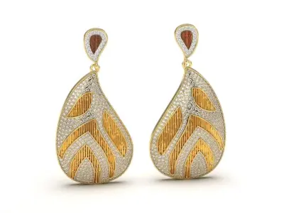 Diamond Earring with bamboo texture  3D print model