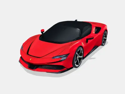 Ferrari SF90 Stradale 2021 Low-poly 3D model