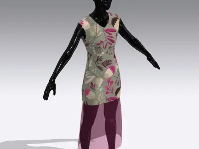 Female Cloth Dress Low-poly 3D model