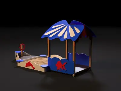 Sandbox boat with a house 3D model