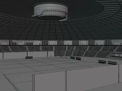 cylindrical roofed stadium Low-poly 3D model