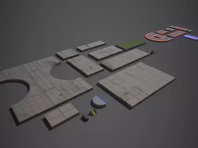 Sci Fi Modular Road Pack Low-poly 3D model