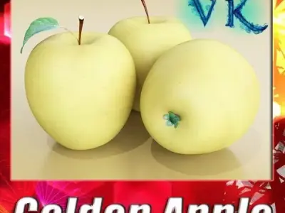 Yellow Apple High Detail Resolution 3D model