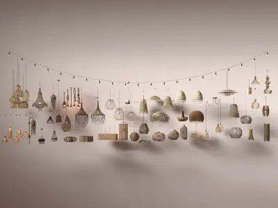 Wabi - sabi Boho pendant light collection 3D model