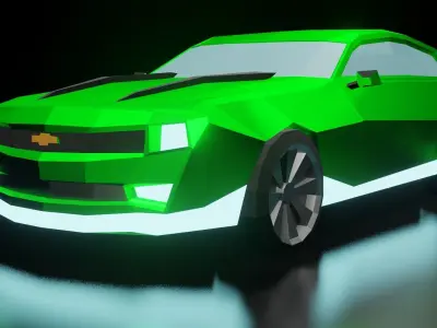 Low Poly Car With Glossy Green 3D model