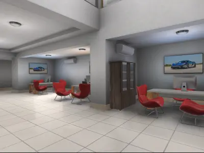 Realistic Car Garage Showroom Low-poly 3D model