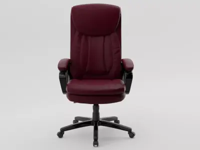  Luxury Burgundy Leather Executive Office Chair PBR 3D Model 3D model