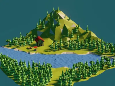Low Poly Forest Free low-poly 3D model