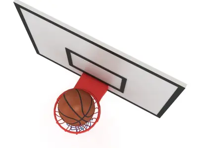 Basketball Rim with Spalding Basketball v2 3D model