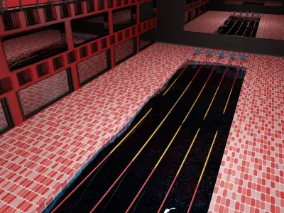 Swim Stadion-Stadium pool-Arena pool Low-poly 3D model