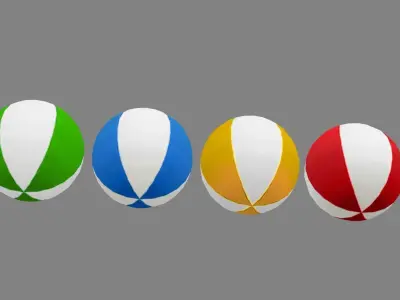 4 colored volleyballs Low-poly 3D model