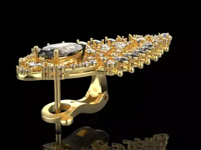 Emerald and diamond stud earrings 3D print model