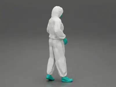 man wearing antivirus suit standing 3D print model