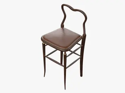 High Chair Clerks Chair No 9 Dark Wooden Oak Version 3D model