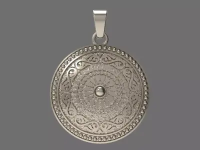 Pendant 3D print model sterling silver round 3D print model