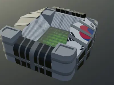 Football Stadium - South Korea Low-poly 3D model