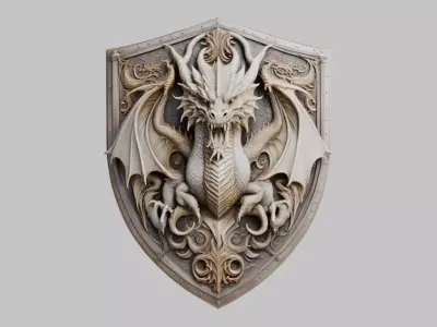 Dragon Shield Crest Low-poly 3D model