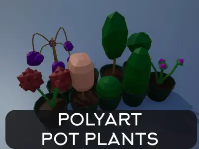 Lowpoly pot plants  Low-poly 3D model